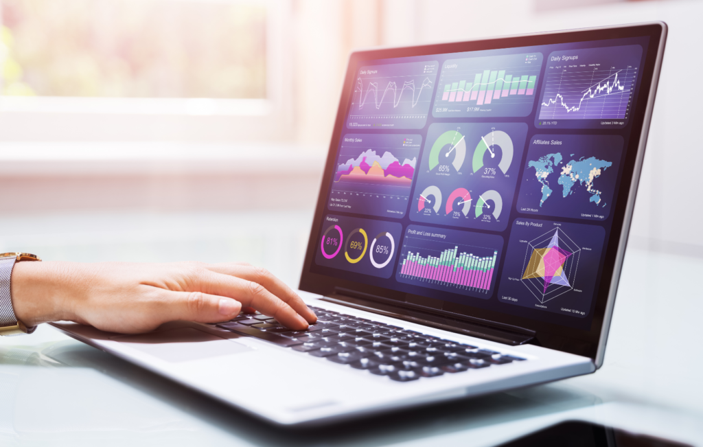 laptop displaying analytic data